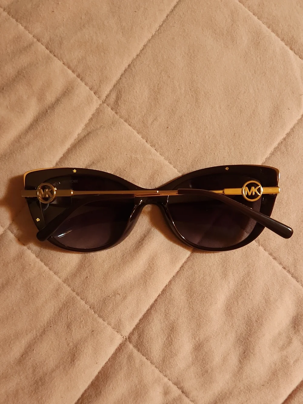 Michael Kors Black Cat Eye Sunglasses with Gold Accents